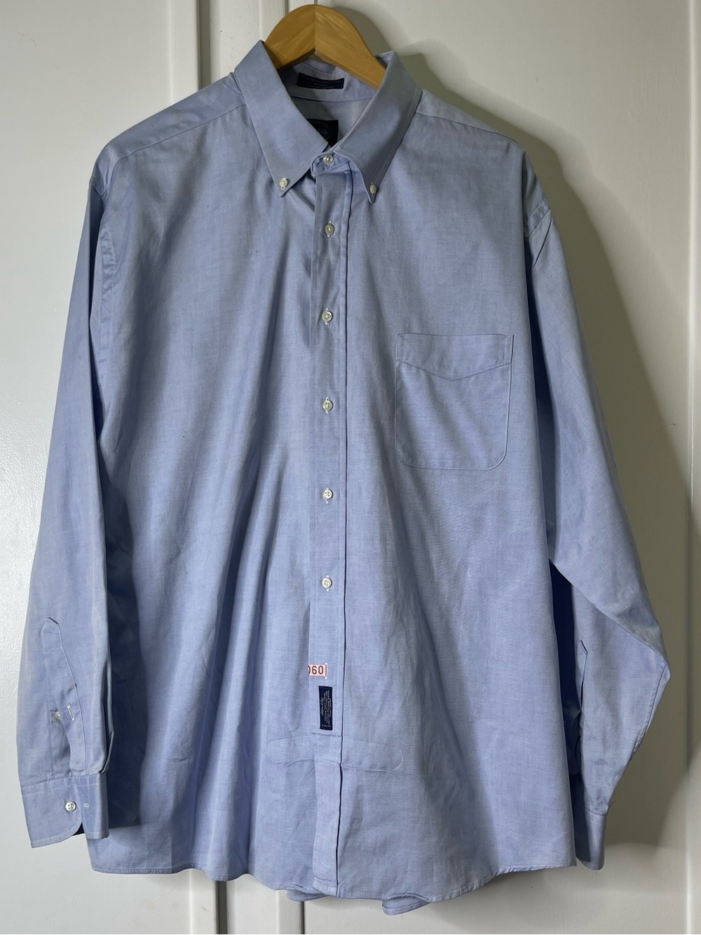 VTG 1980s Allen Solly  Blue 100% Cotton Pinpoint Oxford Dress Shirt 17.5x36 USA